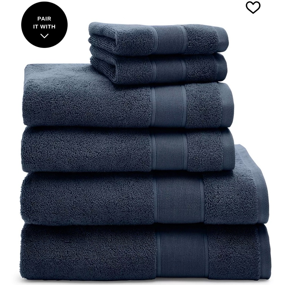 Ralph Lauren Navy Blue 100% Cotton Bath Towel 6 Piece Set - NWT